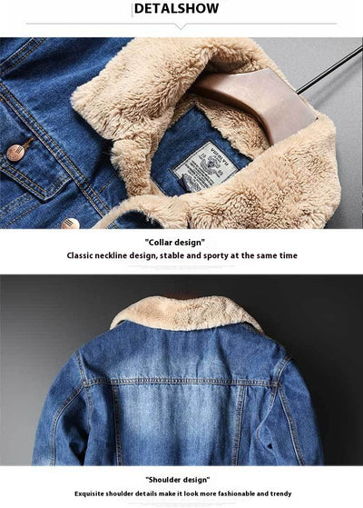 Chaqueta Denim Forrada en Fleece - Estilo Clásico para Otoño e Invierno - Image 8