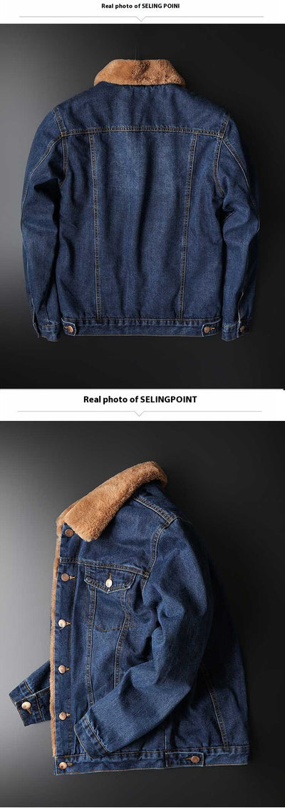 Chaqueta Denim Forrada en Fleece - Estilo Clásico para Otoño e Invierno - Image 9