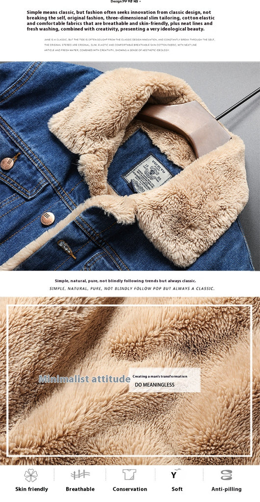 Chaqueta Denim Forrada en Fleece - Estilo Clásico para Otoño e Invierno - Image 10