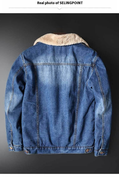 Chaqueta Denim Forrada en Fleece - Estilo Clásico para Otoño e Invierno - Image 12