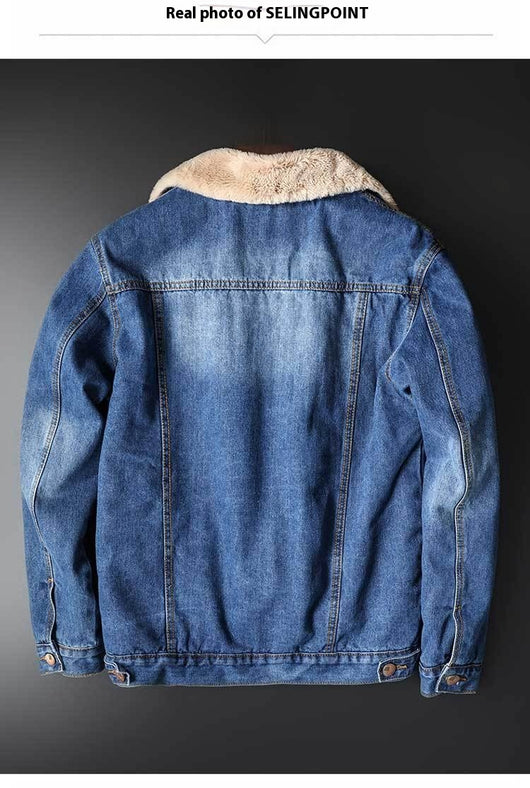 Chaqueta Denim Forrada en Fleece - Estilo Clásico para Otoño e Invierno - Image 12