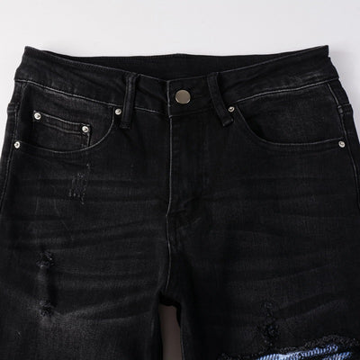 Jeans para Hombre con Parches de Letra Estilo Calle Americana - Image 9