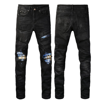 Jeans para Hombre con Parches de Letra Estilo Calle Americana - Image 10