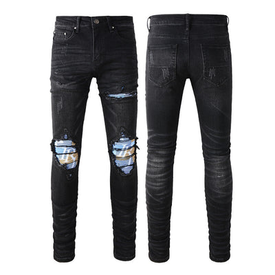 Jeans para Hombre con Parches de Letra Estilo Calle Americana - Image 11