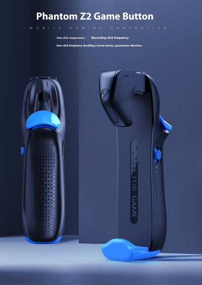 Black and blue mobile game controller with dual fire buttons and textured grip for enhanced gaming. - Image 15