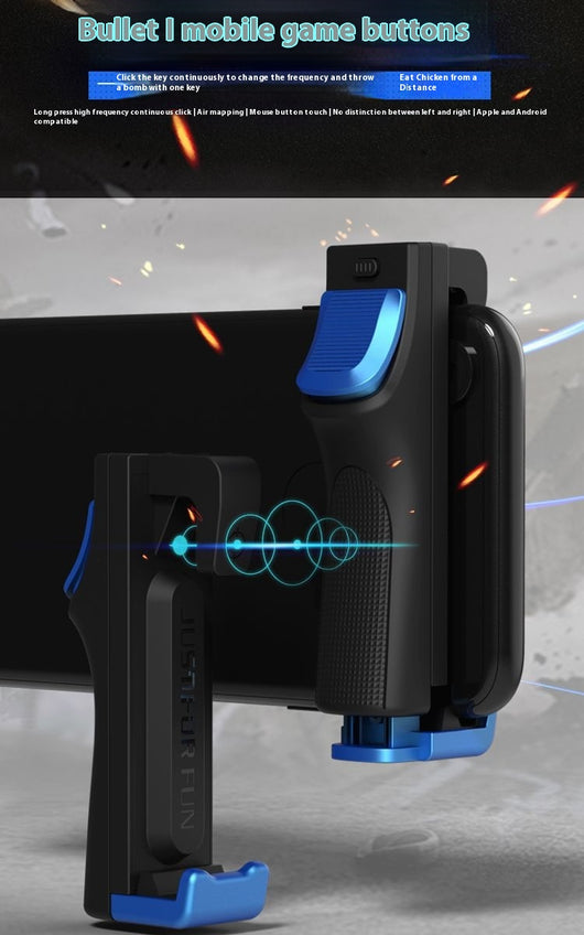 Black and blue mobile game controller with dual fire buttons and textured grip for enhanced gaming. - Image 18