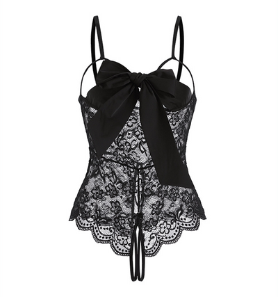 Enterizo de Encaje Transparente con Moño - Seducción y Elegancia - Image 18