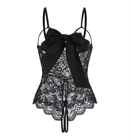 Enterizo de Encaje Transparente con Moño - Seducción y Elegancia - Image 18