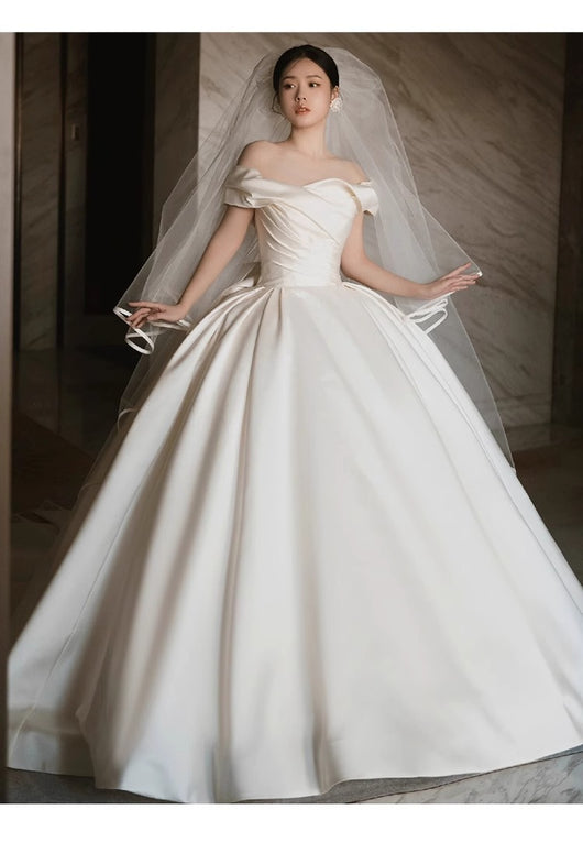 Vestido de Novia Satinado Hombros Descubiertos - Image 19