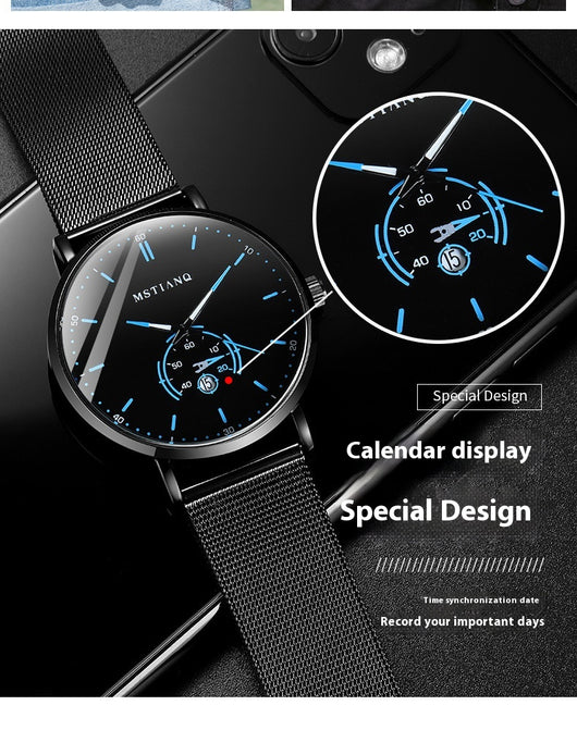 Cinturón Tecnológico de Acero Refinado con Calendario - Diseño Coreano Elegante Negro - Image 30