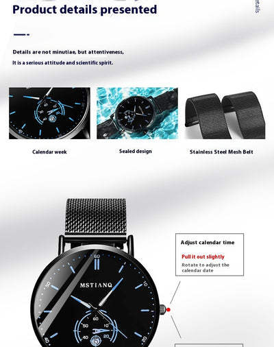 Cinturón Tecnológico de Acero Refinado con Calendario - Diseño Coreano Elegante Negro - Image 33