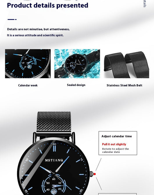 Cinturón Tecnológico de Acero Refinado con Calendario - Diseño Coreano Elegante Negro - Image 33