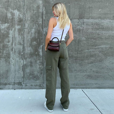 Pantalones Casuales de Cintura Alta y Pierna Recta para Mujer - Image 11