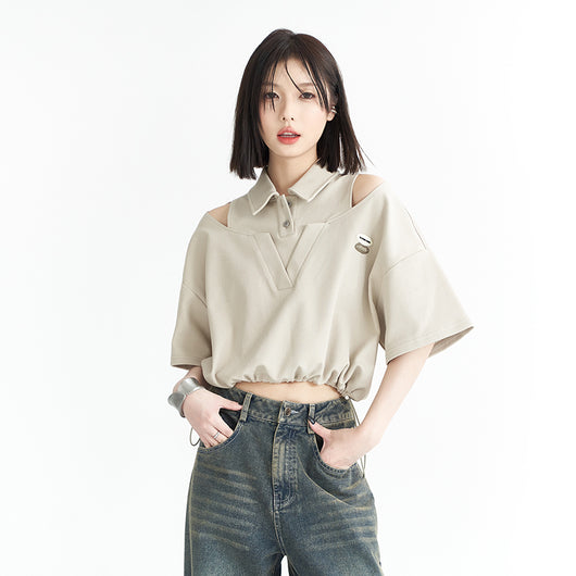 Camiseta Mujer Cuello Solapa Falsa Manga Corta - Image 13