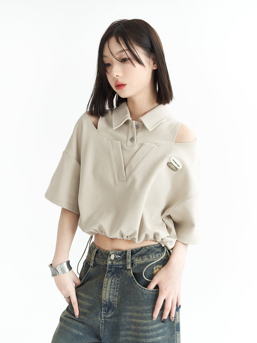 Camiseta Mujer Cuello Solapa Falsa Manga Corta - Image 14
