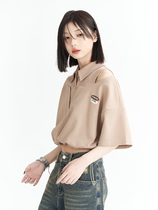 Camiseta Mujer Cuello Solapa Falsa Manga Corta - Image 16