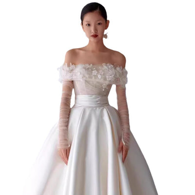 Vestido de Novia Hombro Descubierto Estilo Mori Elegante y Minimalista - Image 13