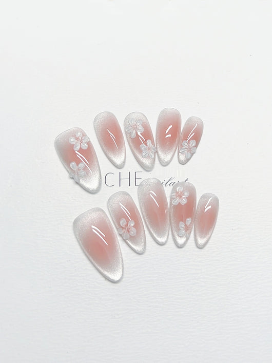 Adhesivos de Uñas Estilo Chino Floral - Acabado Blanco Almendra - Image 15