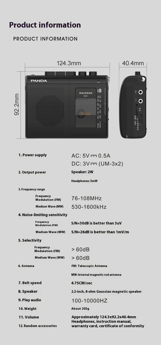 Walkman Portátil 6501 con Grabadora, Reproductor y Radio FM - Image 16