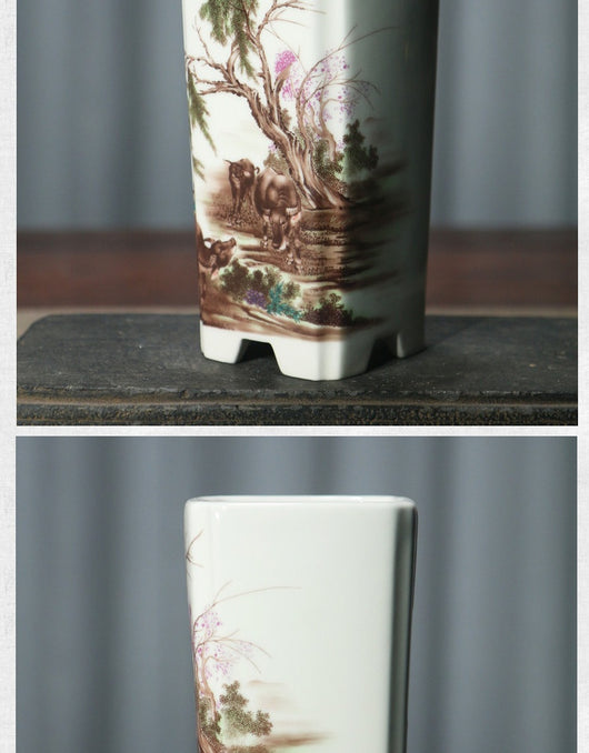 Maceta de Cerámica Orquídea Púrpura con Diseño Artesanal de Flores y Pájaros - Image 34