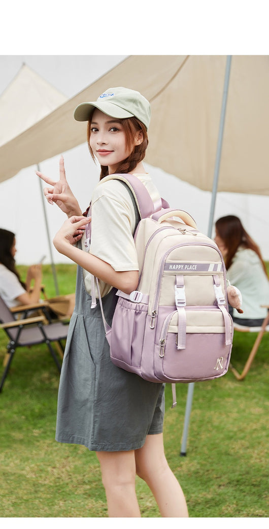 Mochila Escolar Preppy Minimalista Resistente a Manchas - Image 22