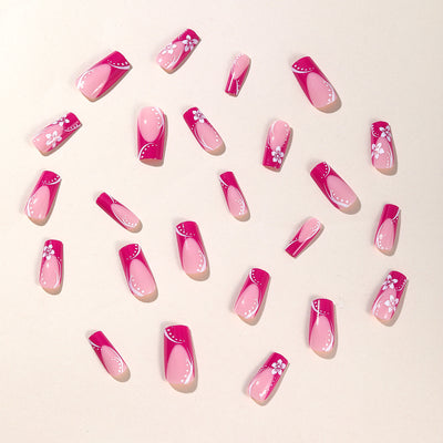 Uñas Postizas Rosa Rojo Acabado Profesional Forma Rectangular Mediana - Image 13