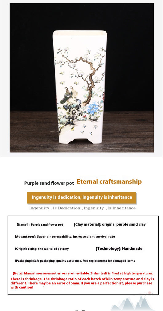 Maceta Cuadrada de Cerámica Esmaltada Púrpura con Diseño Moderno para Plantas - Image 22
