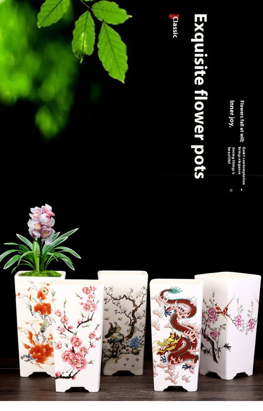 Maceta Cuadrada de Cerámica Esmaltada Púrpura con Diseño Moderno para Plantas - Image 23