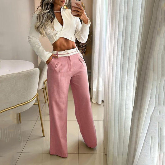 Traje Ejecutivo con Escote en V y Cintura Alta - Image 19