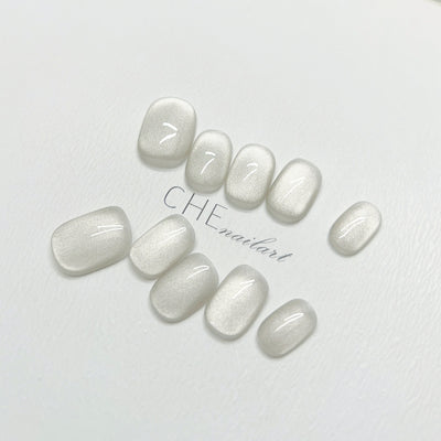 Uñas Postizas Efecto Ojo de Gato Blanco - Diseño Artesanal Hada Niche - Image 9