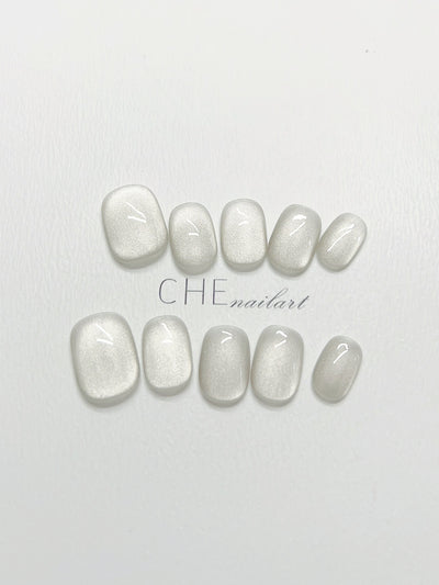 Uñas Postizas Efecto Ojo de Gato Blanco - Diseño Artesanal Hada Niche - Image 13