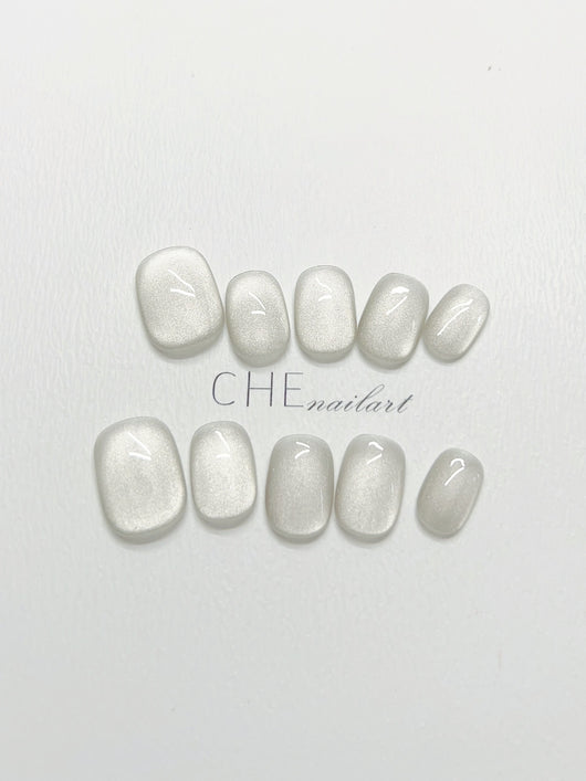 Uñas Postizas Efecto Ojo de Gato Blanco - Diseño Artesanal Hada Niche - Image 13
