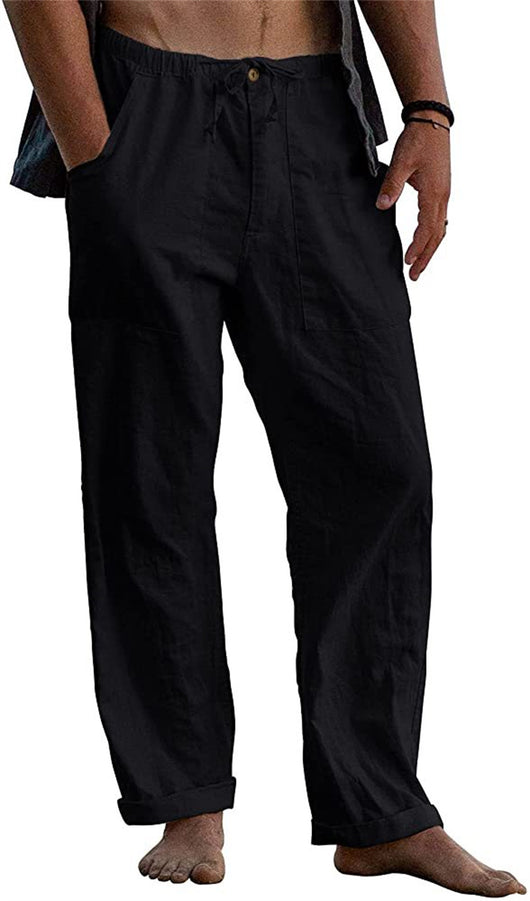 Pantalones de Lino Holgados con Cordón para Hombre - Image 19