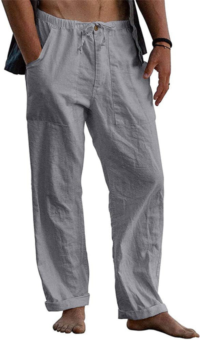 Pantalones de Lino Holgados con Cordón para Hombre - Image 22