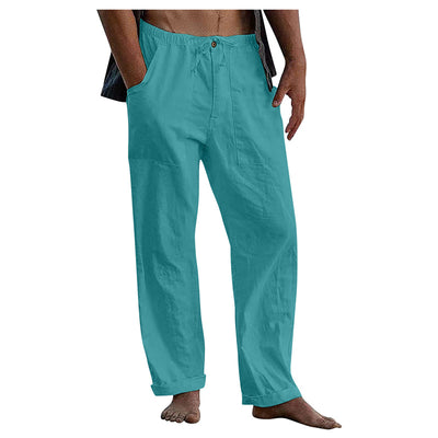 Pantalones de Lino Holgados con Cordón para Hombre - Image 24