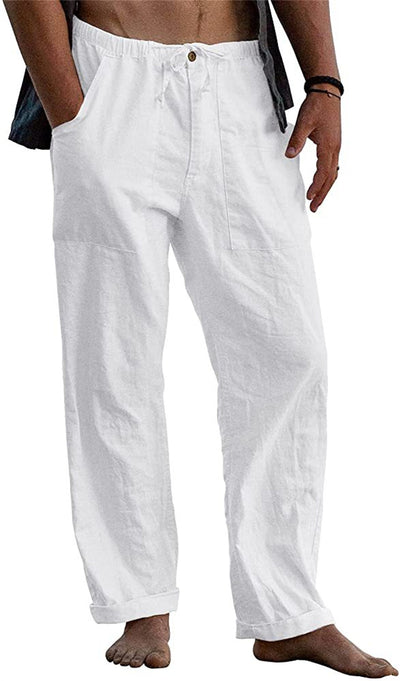 Pantalones de Lino Holgados con Cordón para Hombre - Image 26