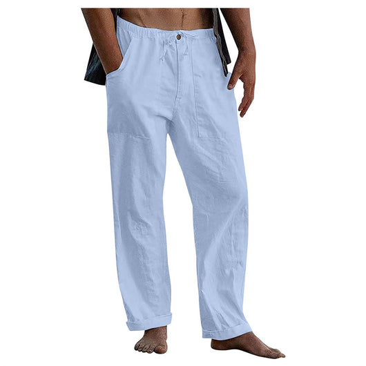 Pantalones de Lino Holgados con Cordón para Hombre - Image 29