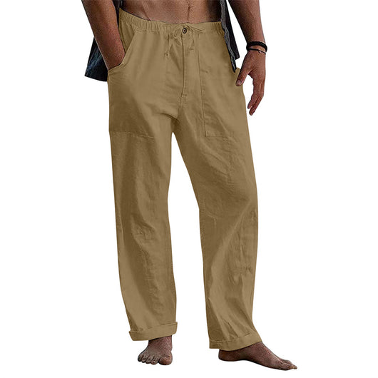 Pantalones de Lino Holgados con Cordón para Hombre - Image 30
