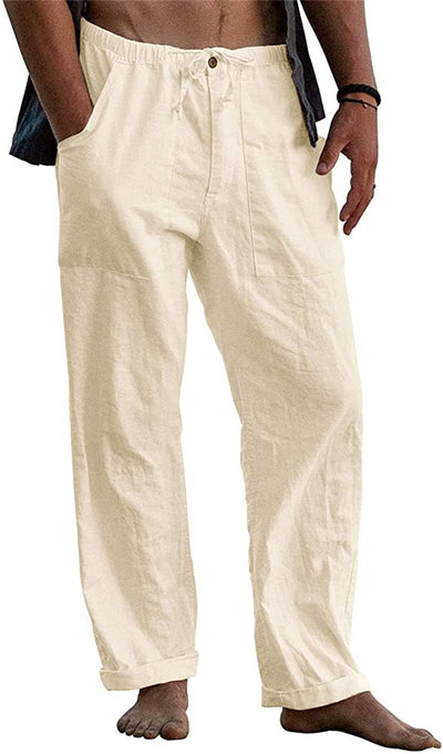 Pantalones de Lino Holgados con Cordón para Hombre - Image 33