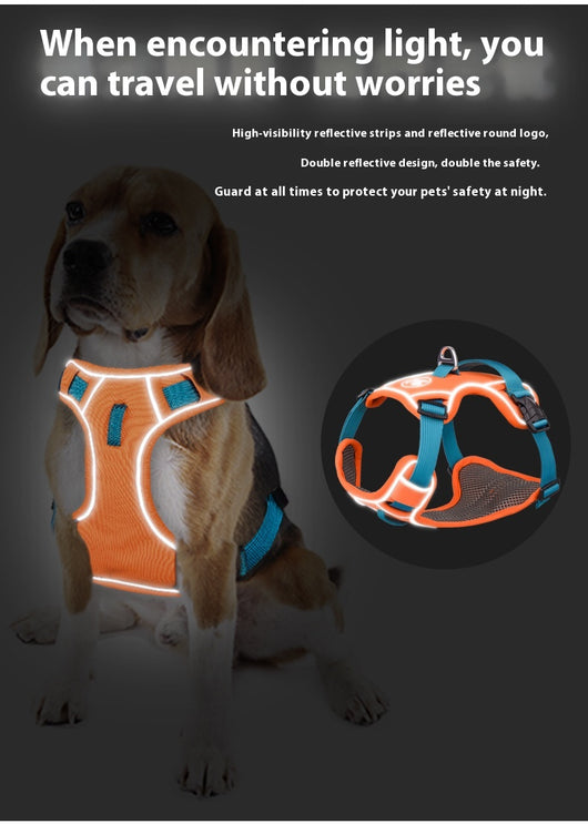 Arnés Pectoral Anti Deslizante para Mascotas Grandes con Cuerda de Tracción - Image 75