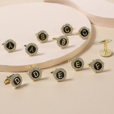 Gemelos Franceses de Diamante Redondo con 26 Letras para Hombre - Image 42