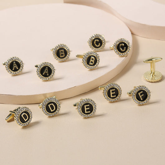 Gemelos Franceses de Diamante Redondo con 26 Letras para Hombre - Image 42