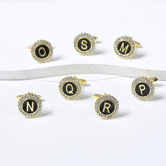 Gemelos Franceses de Diamante Redondo con 26 Letras para Hombre - Image 46