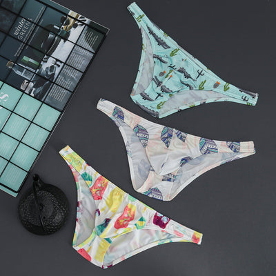 Slip Masculino de Malla Transpirable Tanga Baja con Estampado - Image 22