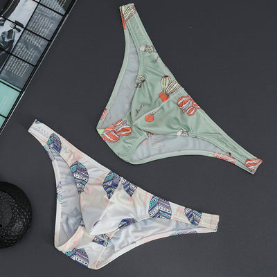 Slip Masculino de Malla Transpirable Tanga Baja con Estampado - Image 31