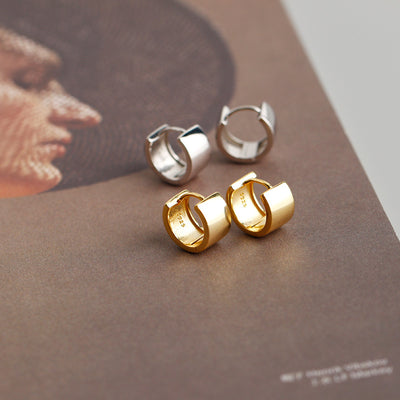Aros de Plata Pura Minimalistas con Diseño de Cara Ancha - Image 8