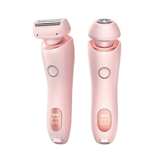 Light blue 2-in-1 electric shaver for women with interchangeable foil and epilator heads, digital display. - Image 32