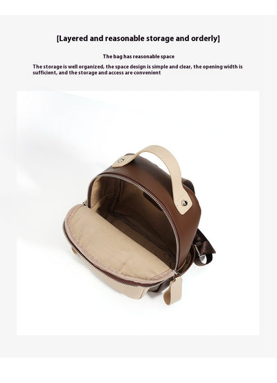 Mochila de Cuero Genuino Retro con Contraste de Colores - Ligera y Versátil para Diario - Image 22