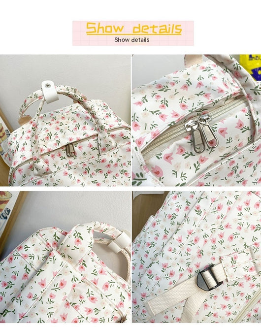 Mochila Escolar Estilo Coreano con Flores para Niñas - Primaria y Secundaria - Image 24