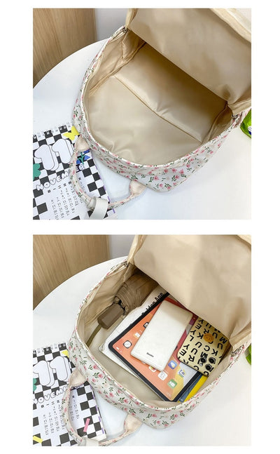 Mochila Escolar Estilo Coreano con Flores para Niñas - Primaria y Secundaria - Image 26